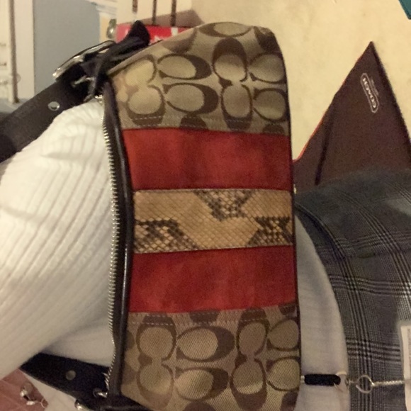 this is a real coach purse, tan with red and snake skin - Picture 8 of 8
